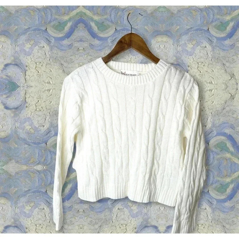 Cotton emporium kids‎ cable knit sweater white Sz small